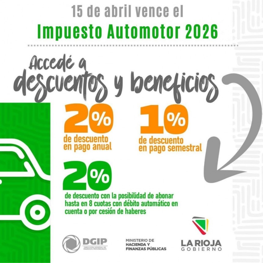 Impuestos 2026: descuentos de hasta el 20% y planes de pago para Automotor e Inmobiliario