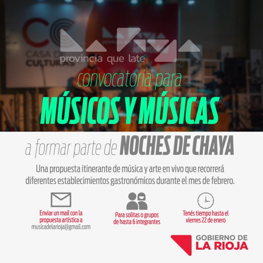 Convocatoria para músicos y músicas en las “Noches de Chayas”