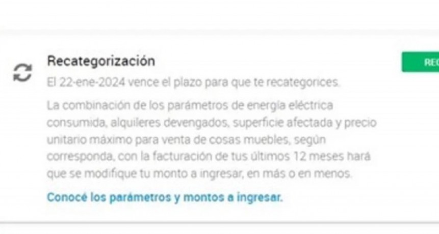 AFIP habilitó la opción para la recategorización de contribuyentes al monotributo