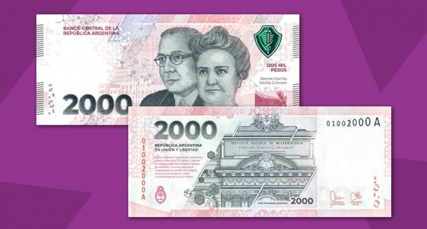  El Banco Rioja informó que ya circula en la provincia el billete de 2000 pesos 