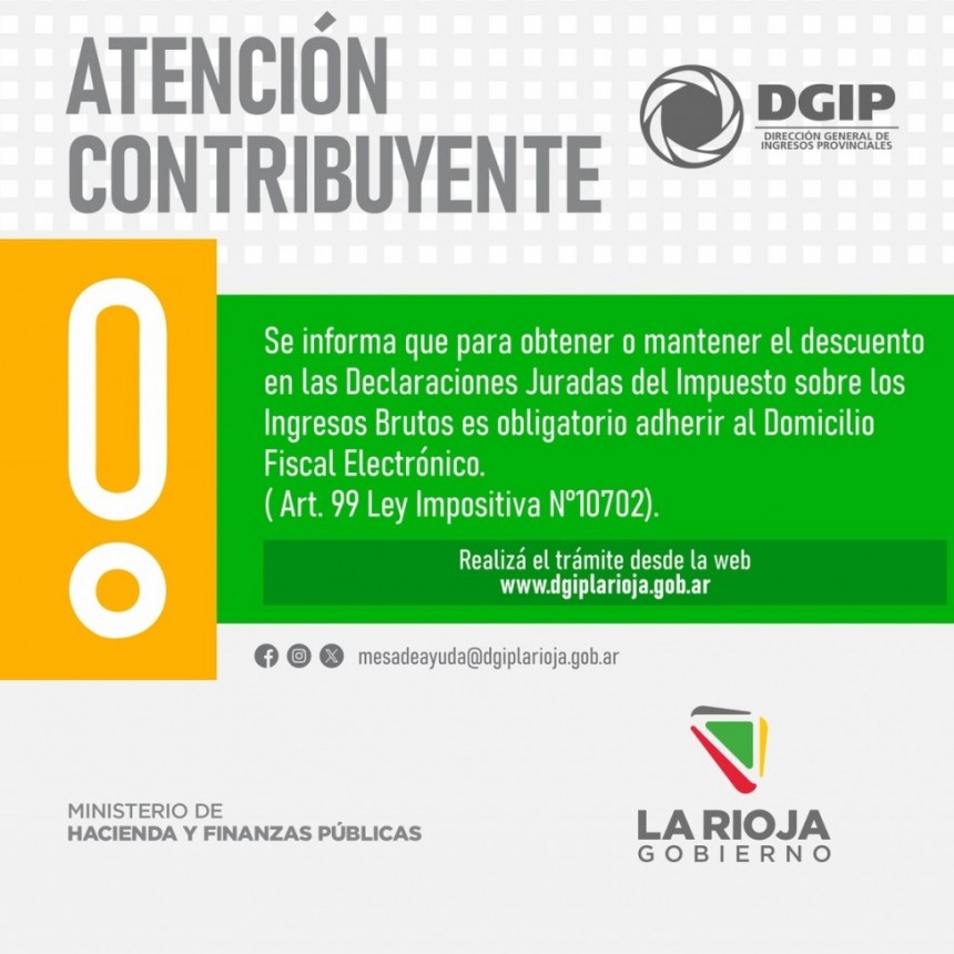 Dirección de Ingresos Provinciales recuerda los beneficios de adherirse al domicilio fiscal electrónico