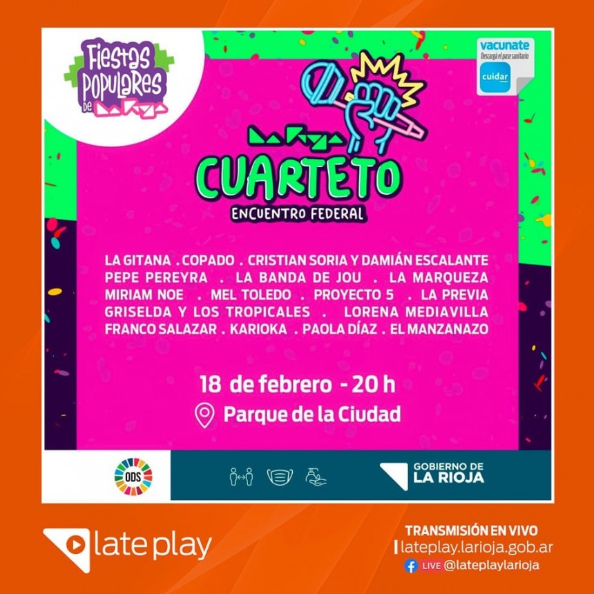 El Encuentro Federal de Cuarteto y la Chaya en el Parque se transmite por Late Play