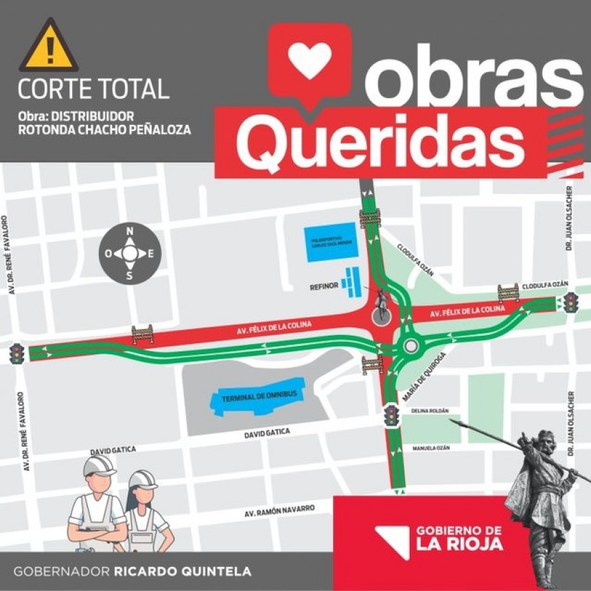 Desde este jueves habrá cortes de transito en la rotonda del Chacho