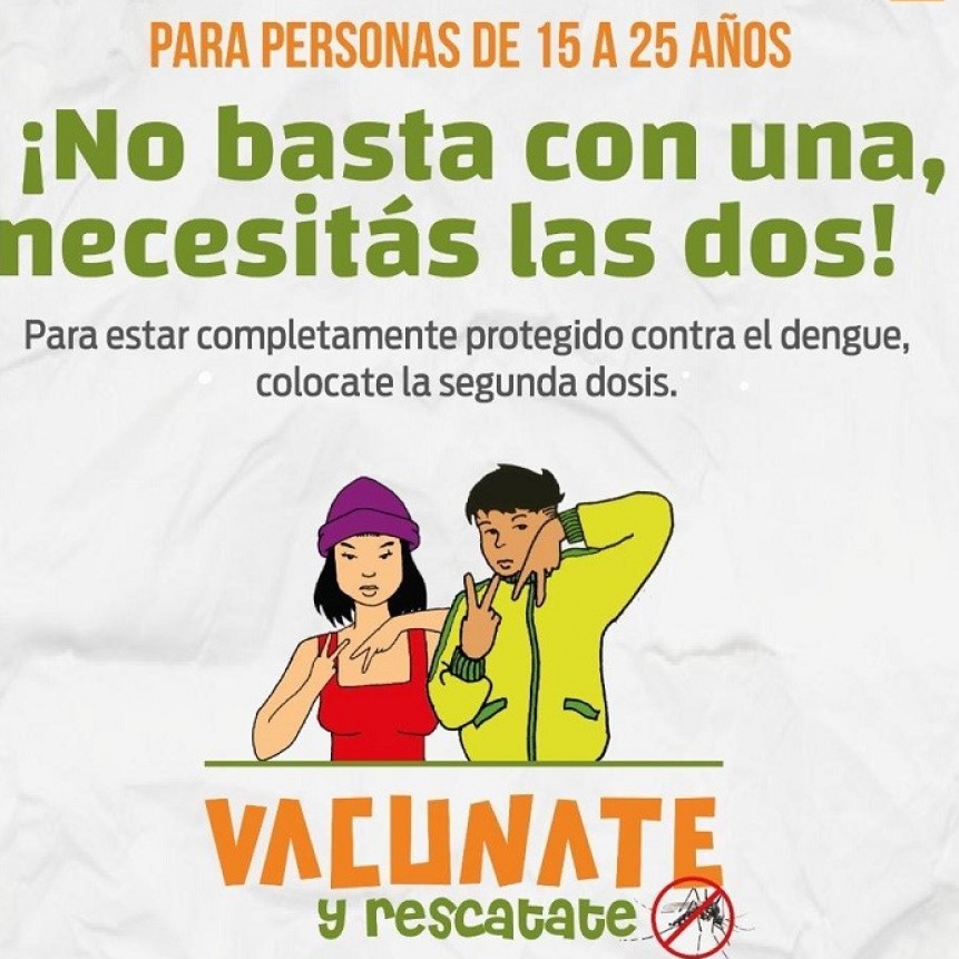 La segunda dosis de la vacuna del dengue continúa disponible para los jovenes desde los 15 años 