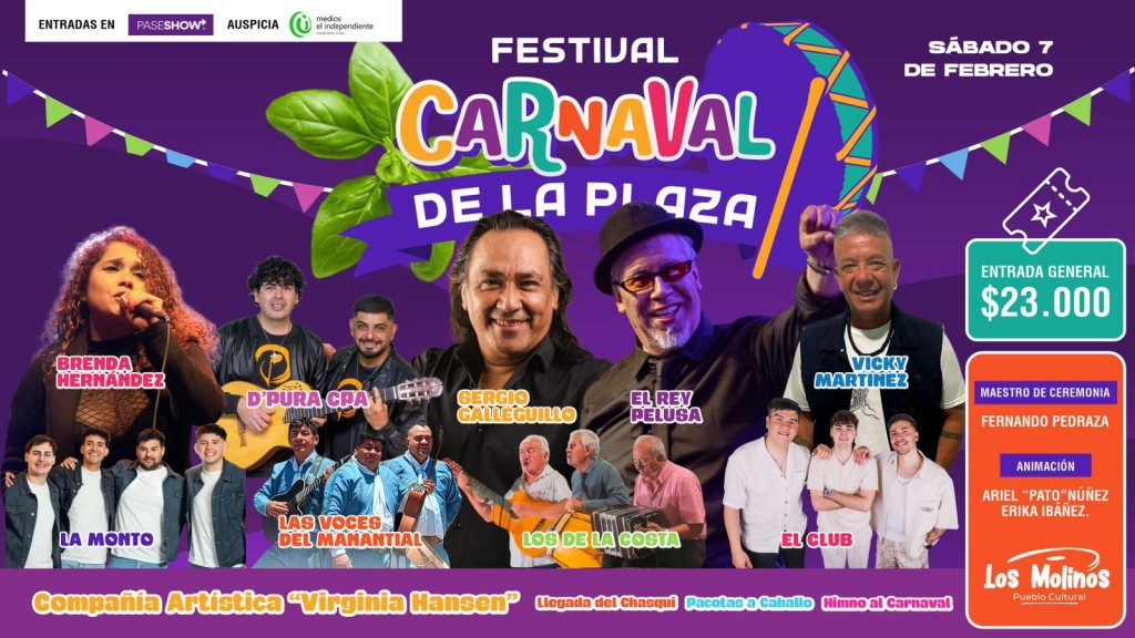 Los Molinos se prepara para celebrar el 42° Festival Carnaval de la Plaza