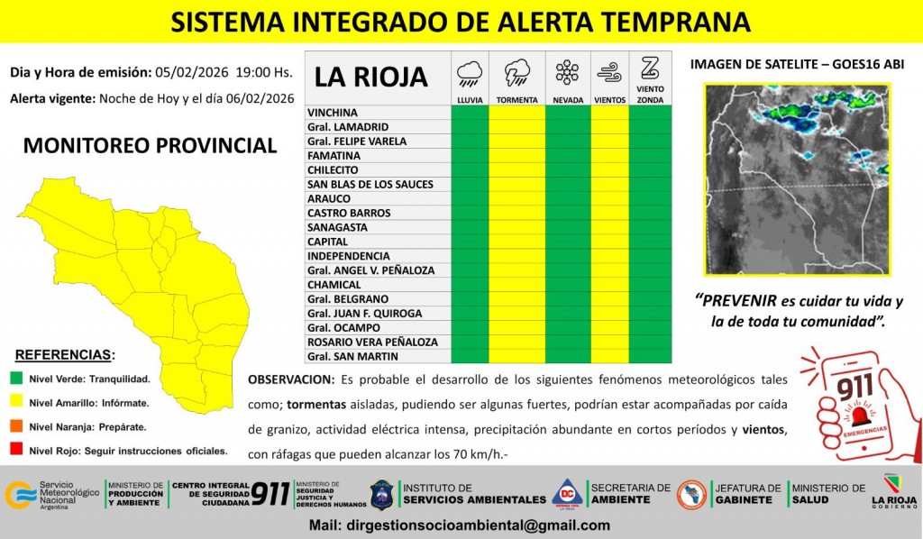 Difunden alerta preventiva por tormentas y vientos
