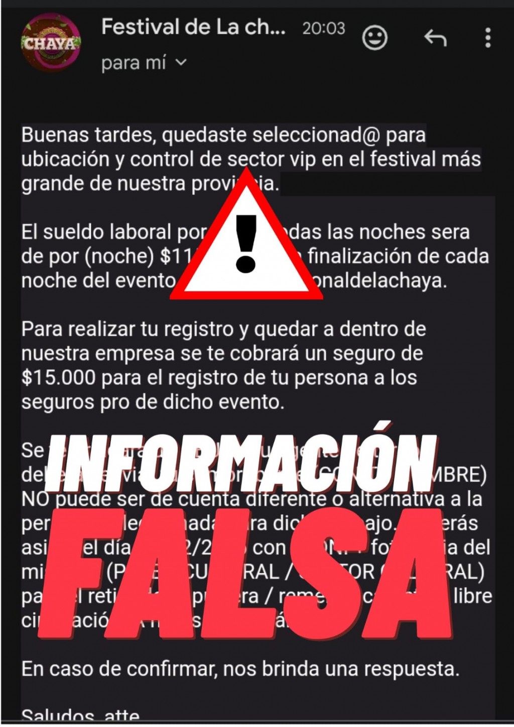 Desmienten promesas laborales para la Chaya 2026