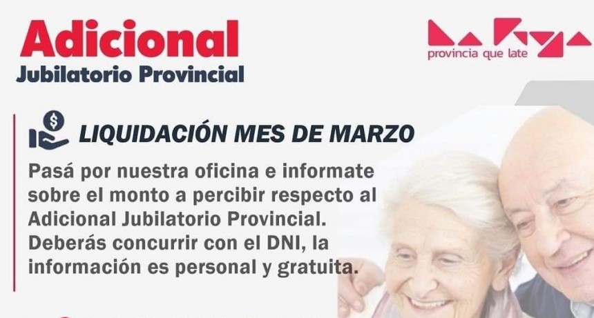 El gobierno provincial convoca a las y los jubilados adheridos a la Ley del Adicional Jubilatorio Provincial 