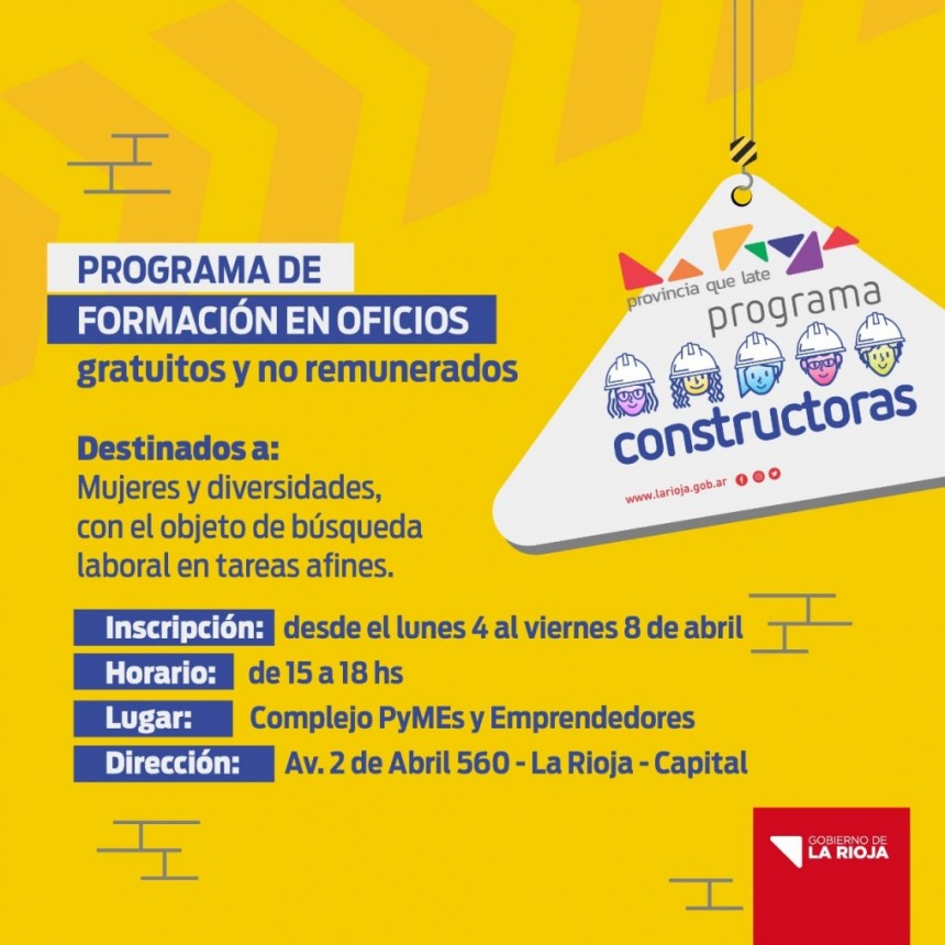 Abren inscripciones para la segunda edición del programa “Constructoras”