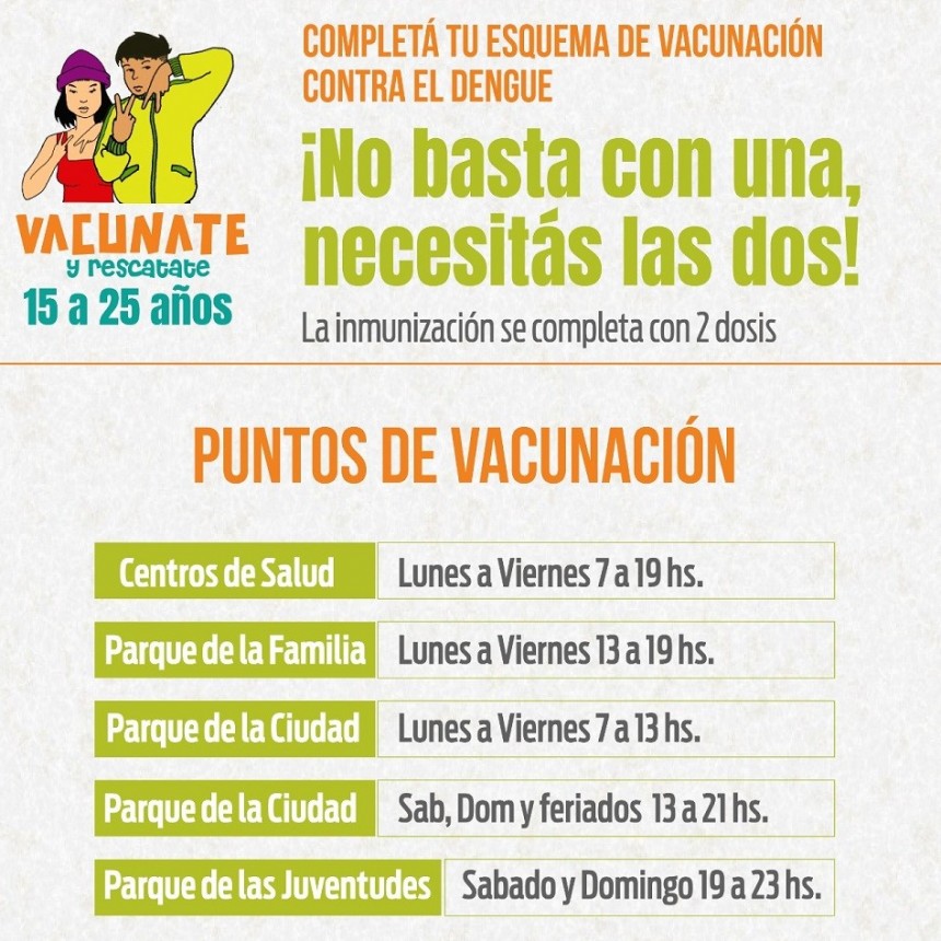 Continúa disponible la segunda dosis de la vacuna contra el dengue