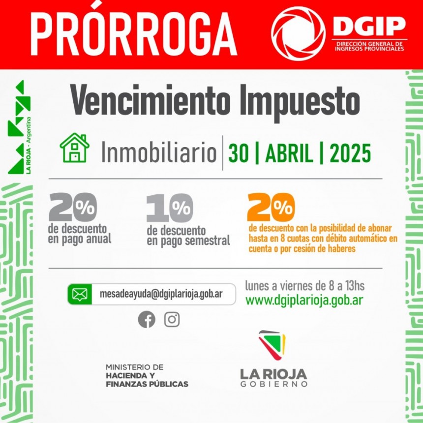 Prorroga del vencimiento del Impuesto Inmobiliario