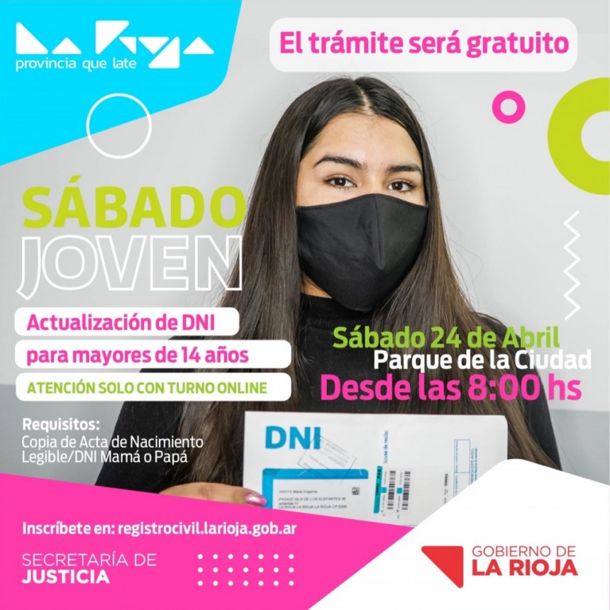 Este sábado las y los jóvenes de 14 años podrán tramitar la renovación del DNI en el Parque de la Ciudad