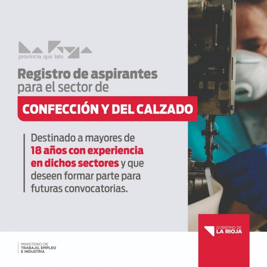 Abren registro de aspirantes para los sectores de confección y del calzado