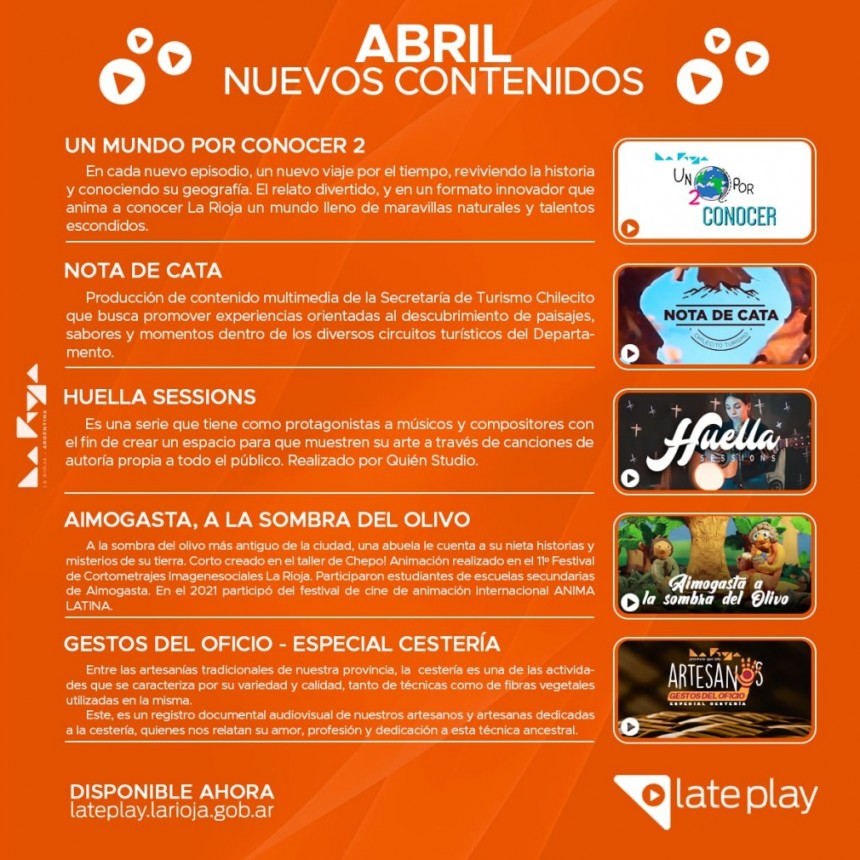 La plataforma pública Lateplay arranca abril con nuevos contenidos