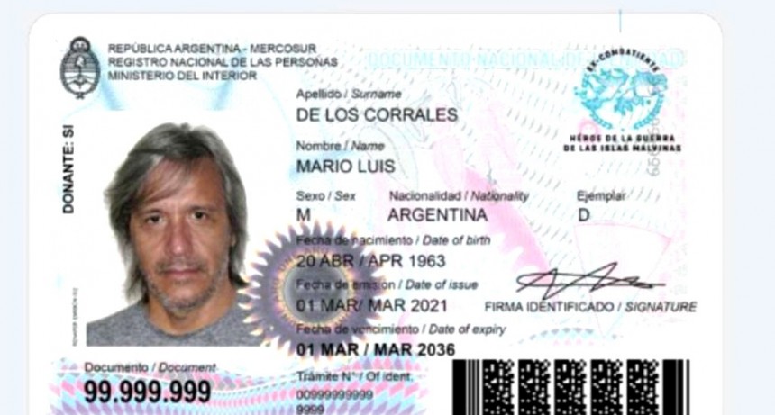 Nuevo diseño de DNI para héroes y heroínas de Malvinas