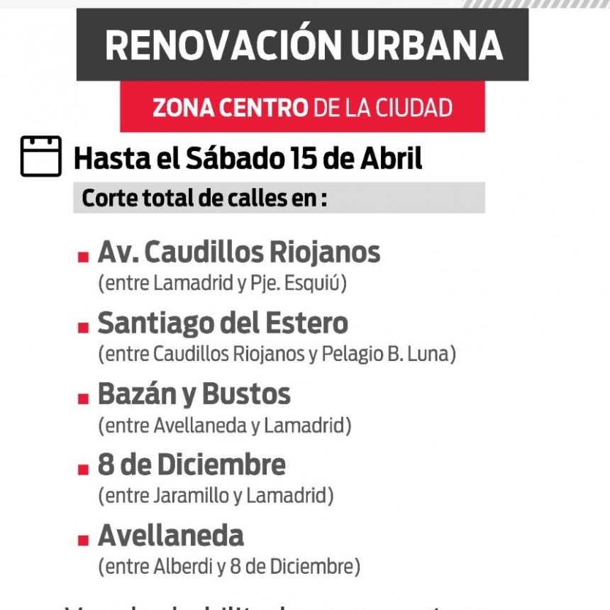Cronograma de trabajo para la Renovación Urbana del centro de la ciudad capital