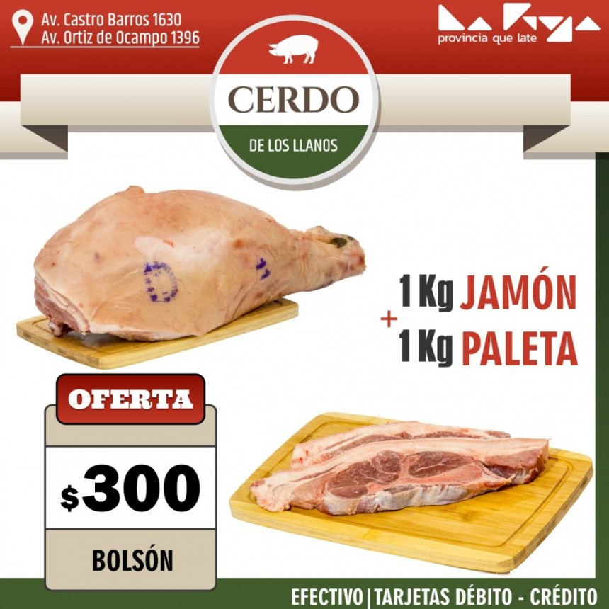 Ofrecen bolsón de carne de cerdo en zona sur y norte