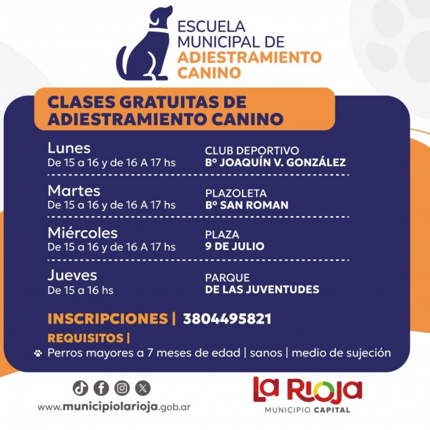 Municipio capital lanzó segunda etapa de adiestramiento canino