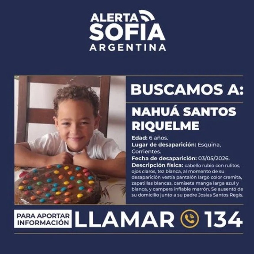 Activan el Alerta Sof&iacute;a por la desaparici&oacute;n de un nene de 6 a&ntilde;os en Corrientes