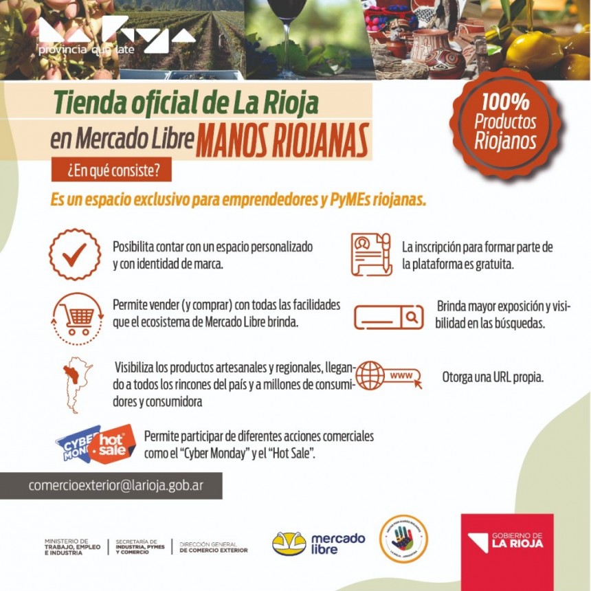 En la plataforma “Mercado Libre” emprendedores riojanos ya se pueden sumar a la tienda oficial de La Rioja
