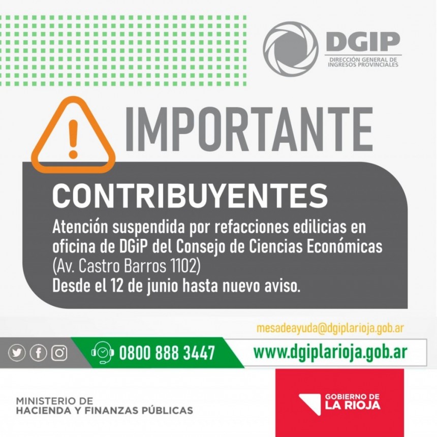 La oficina descentralizada de DGIP estará cerrada por refacciones 