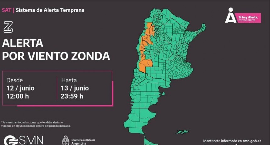 Alerta por viento Zonda para varios departamentos riojanos