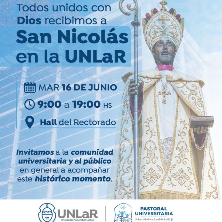 Hist&oacute;rica visita: San Nicol&aacute;s de Bari llegar&aacute; por primera vez al campus de la UNLaR
