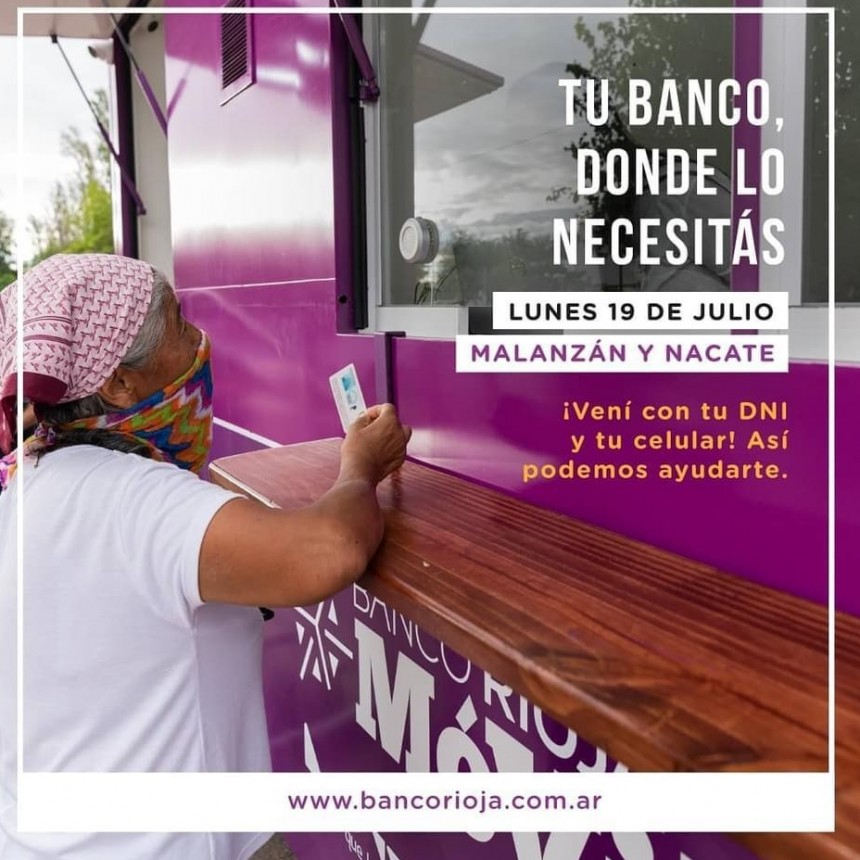 Banco Rioja Móvil llegará a Malanzán y Nacate