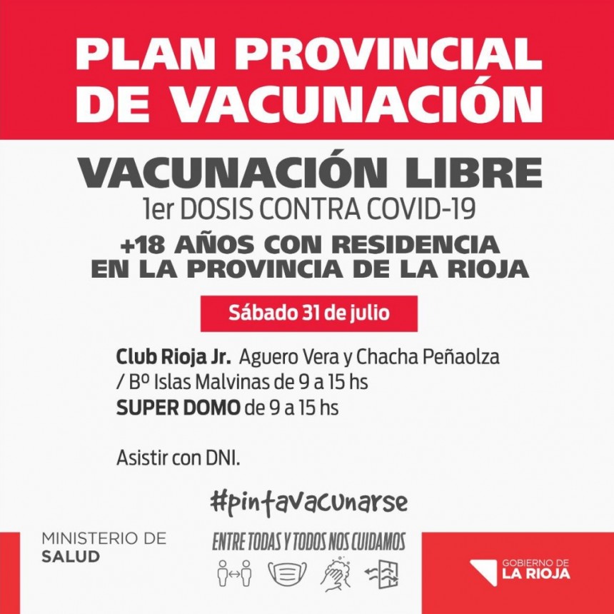 Vacunación libre este sábado 