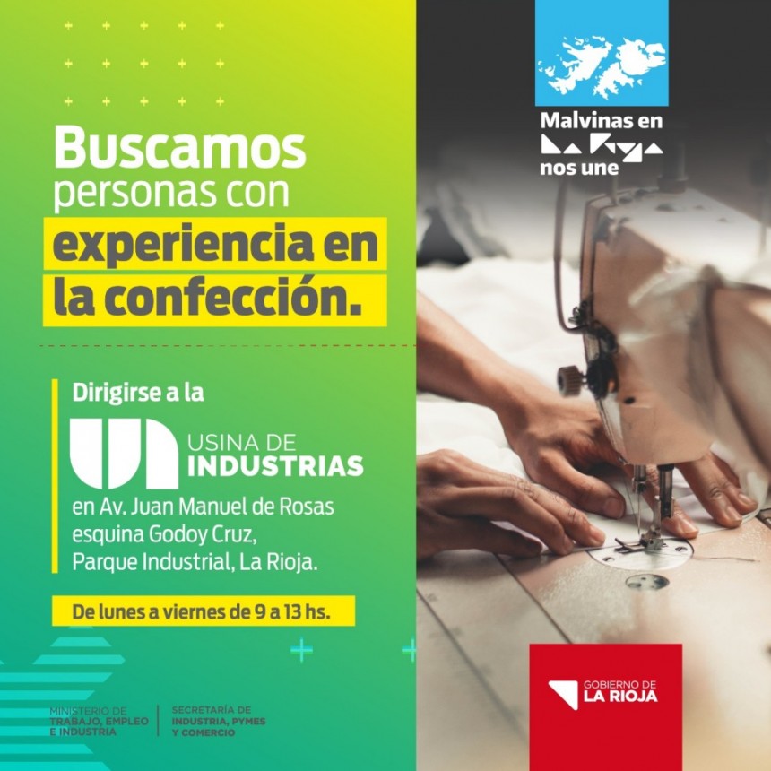  Convocan a personas con experiencia en la confección 