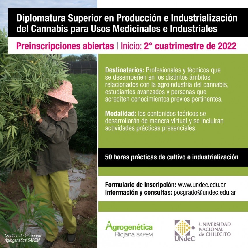 Primera diplomatura en “Cultivo e Industrialización del Cannabis”
