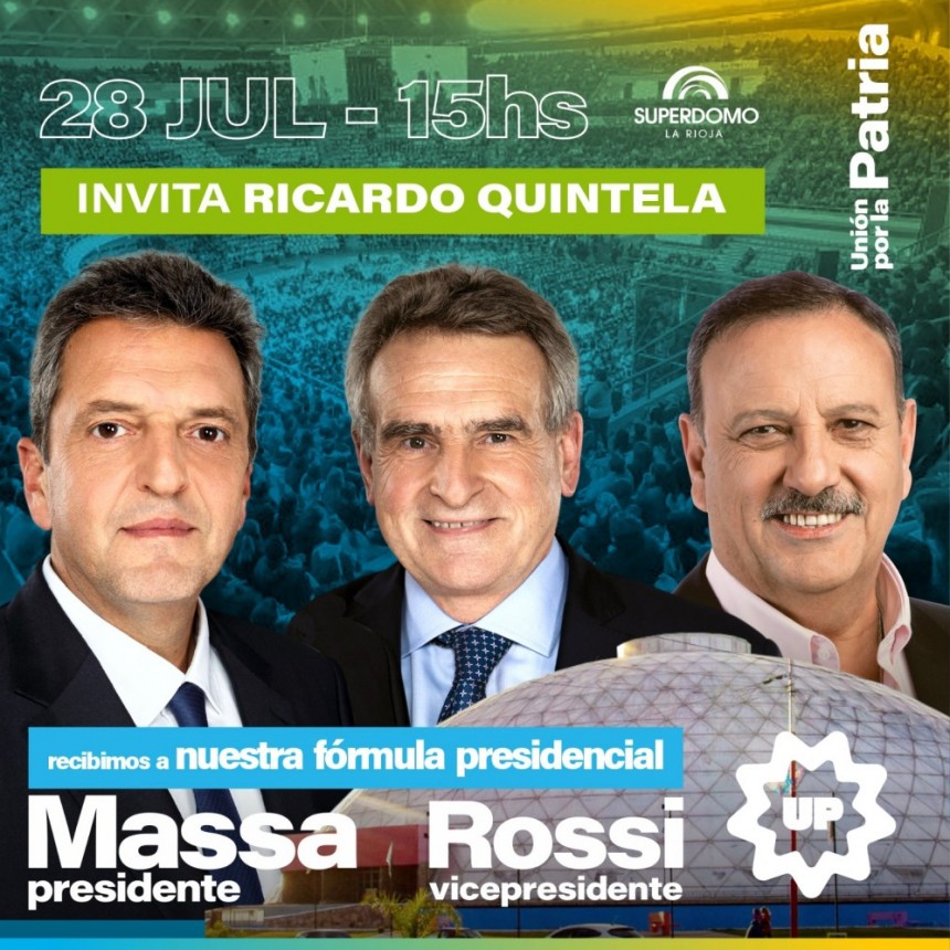 El viernes llega la fórmula presidencial de Unión por la Patria Massa-Rossi