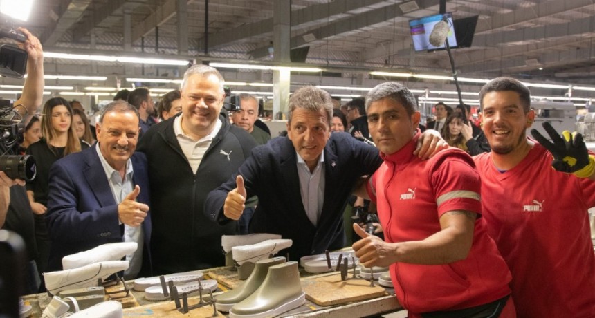La fórmula presidencial y Quintela recorrieron las instalaciones de la fábrica Puma