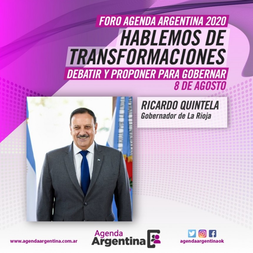 Ricardo Quintela participará en Foro Agenda Argentina 2020 donde se discutirán ideas para salir de la pandemia