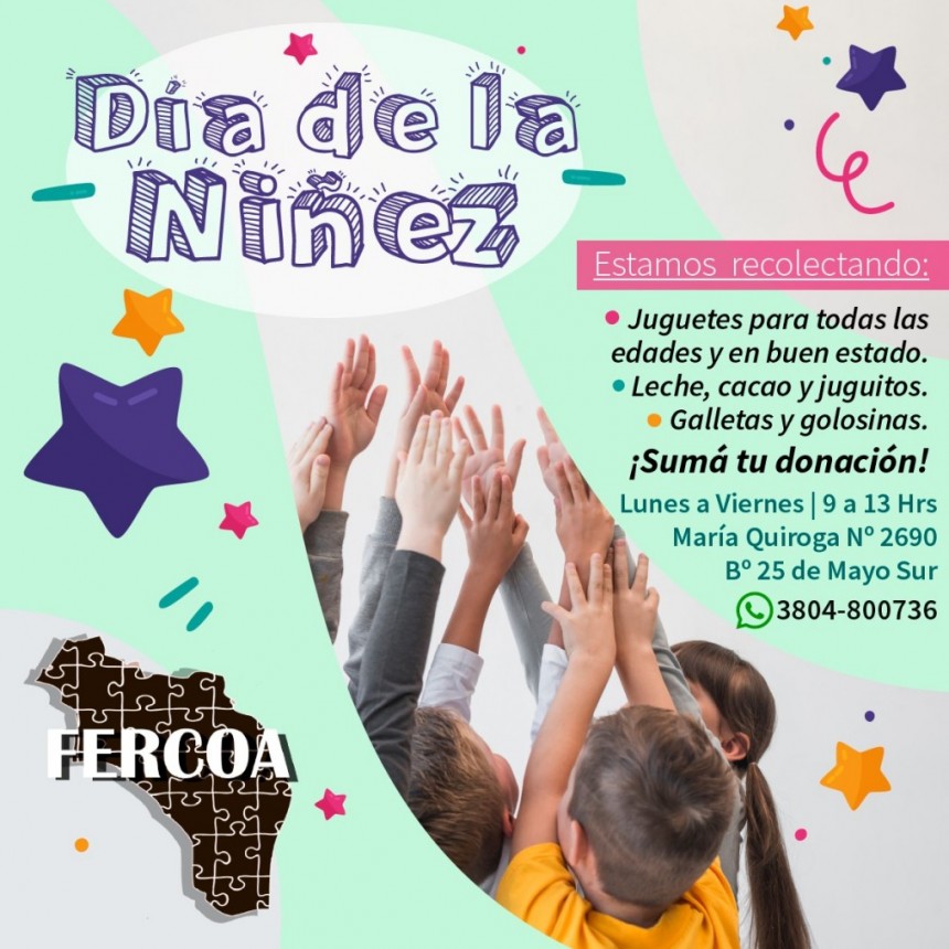  Mes de la Niñez : FERCOA lanza campaña de donaciones para asistir a merenderos 