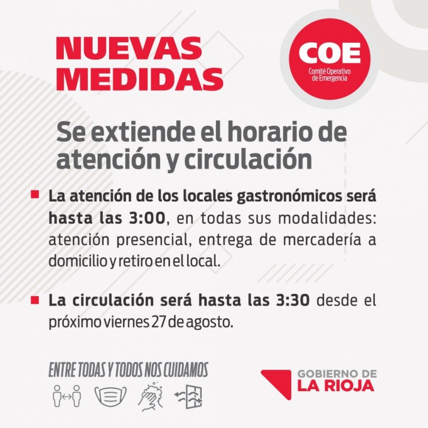 La provincia extenderá el horario de circulación y atención en locales gastronómicos