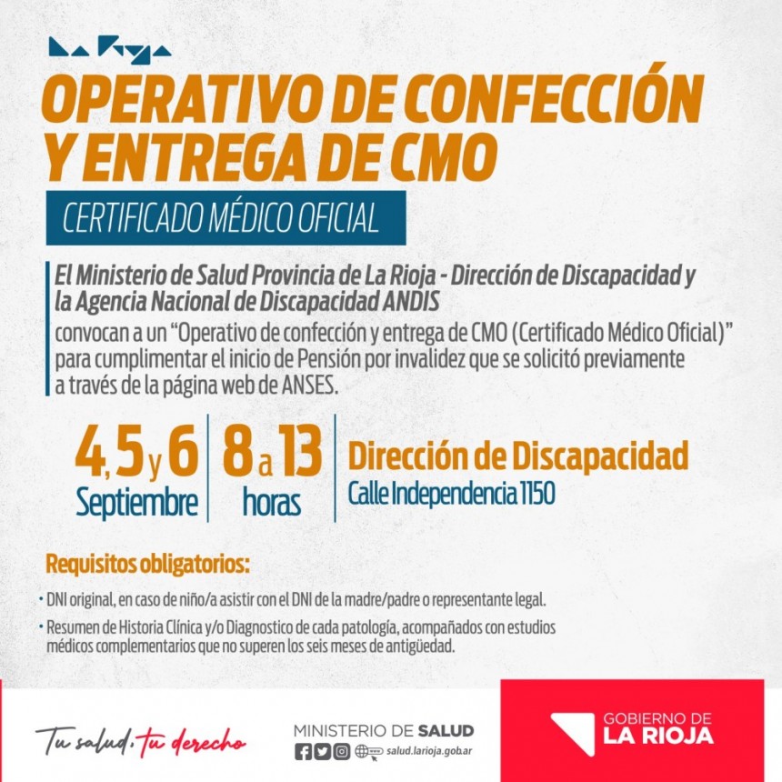 Operativo de confección y entrega del Certificado Médico Oficial para inicio de Pensión por Invalidez