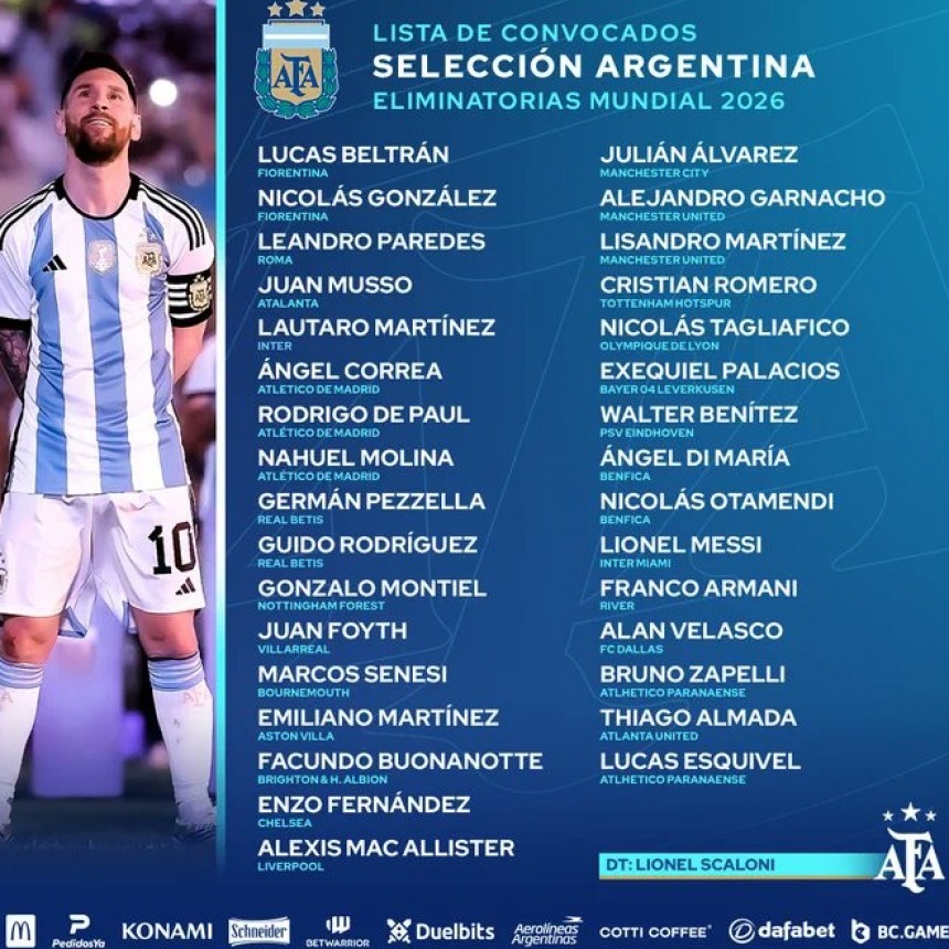  Scaloni anunció los convocados para las Eliminatorias