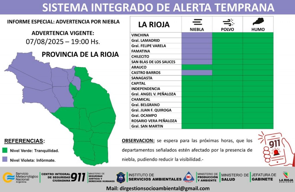 Difunden alerta amarilla por lluvias para 11 departamentos