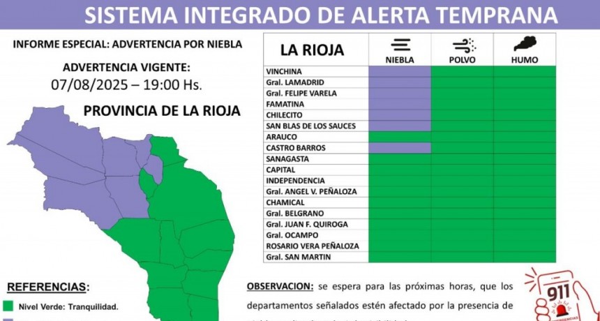 Difunden alerta amarilla por lluvias para 11 departamentos