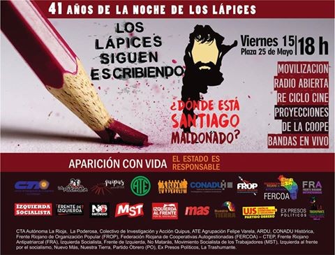 Marcha para recordar la Noche de los Lapices y pedir por Santiago Maldonado