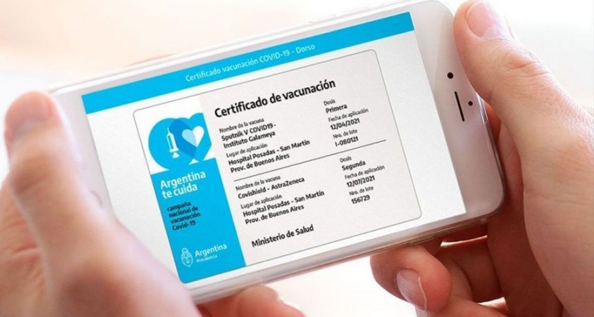 La credencial de vacunación digital de Mi Argentina será la acreditación internacional de la vacunación contra el COVID-19