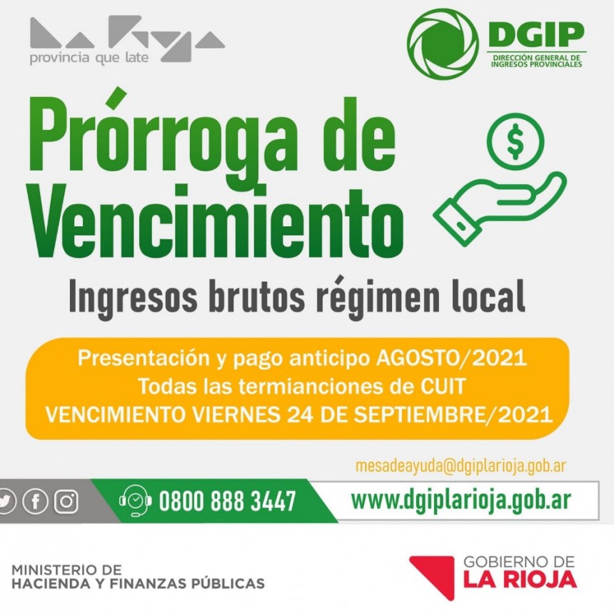 Prorrogan vencimiento de los Ingresos Brutos Régimen Local