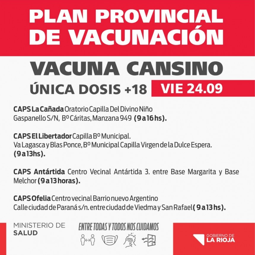 Realizarán vacunación libre con la vacuna CanSino