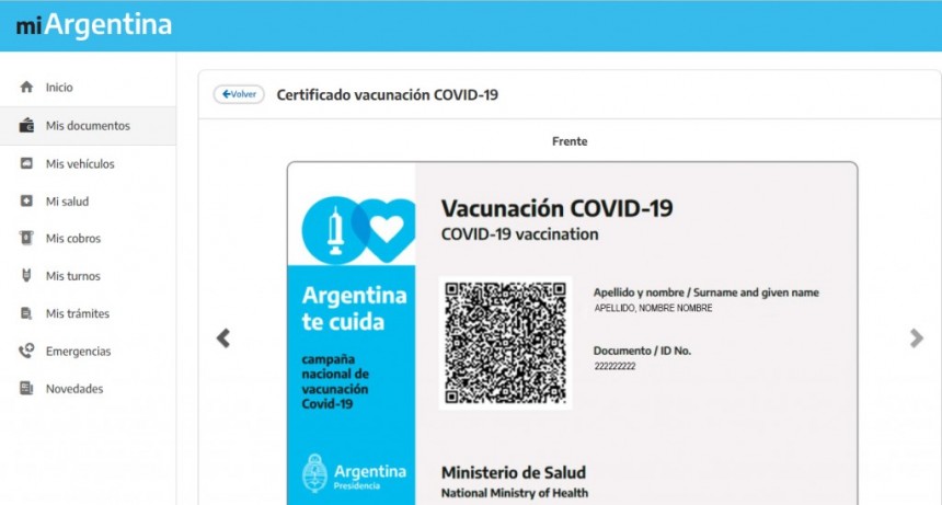 Quienes se hayan vacunado en el exterior obtendrán una certificación nacional