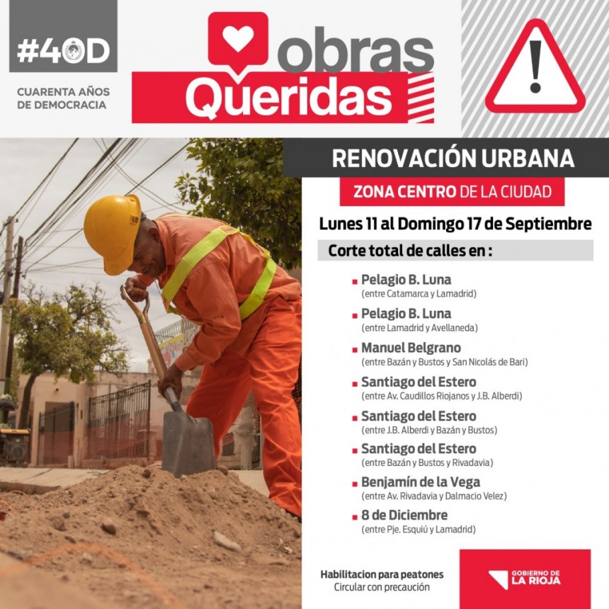 Obra de Renovación Urbana: La calle 8 de Diciembre tendrá cortes provisorios por la realización de cordones cunetas 