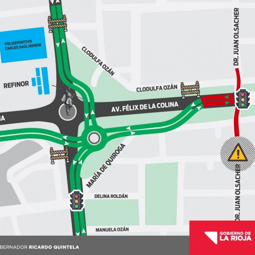 Avanza la obra Distribuidor vial monumento al Chacho Peñaloza: hay cortes de tránsito 