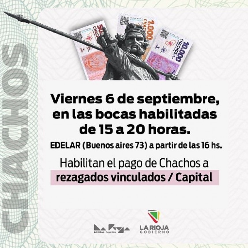 Este viernes 6 de septiembre último día de pago a rezagados de Capital