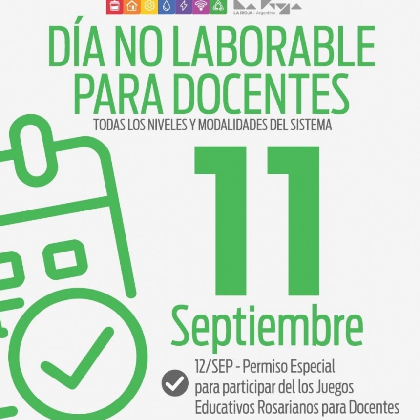 El 11 de septiembre será dia no laborable para docentes en conmemoración del Día del Maestro y del Profesor
