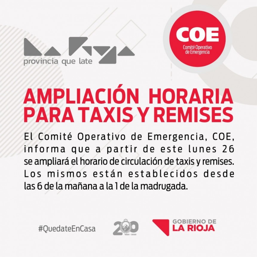 Desde el próximo lunes taxis y remises extienden su horario en el servicio